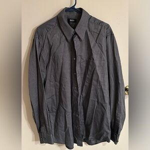 Hugo Boss Men's 100% Charcoal Button-Down Shirt